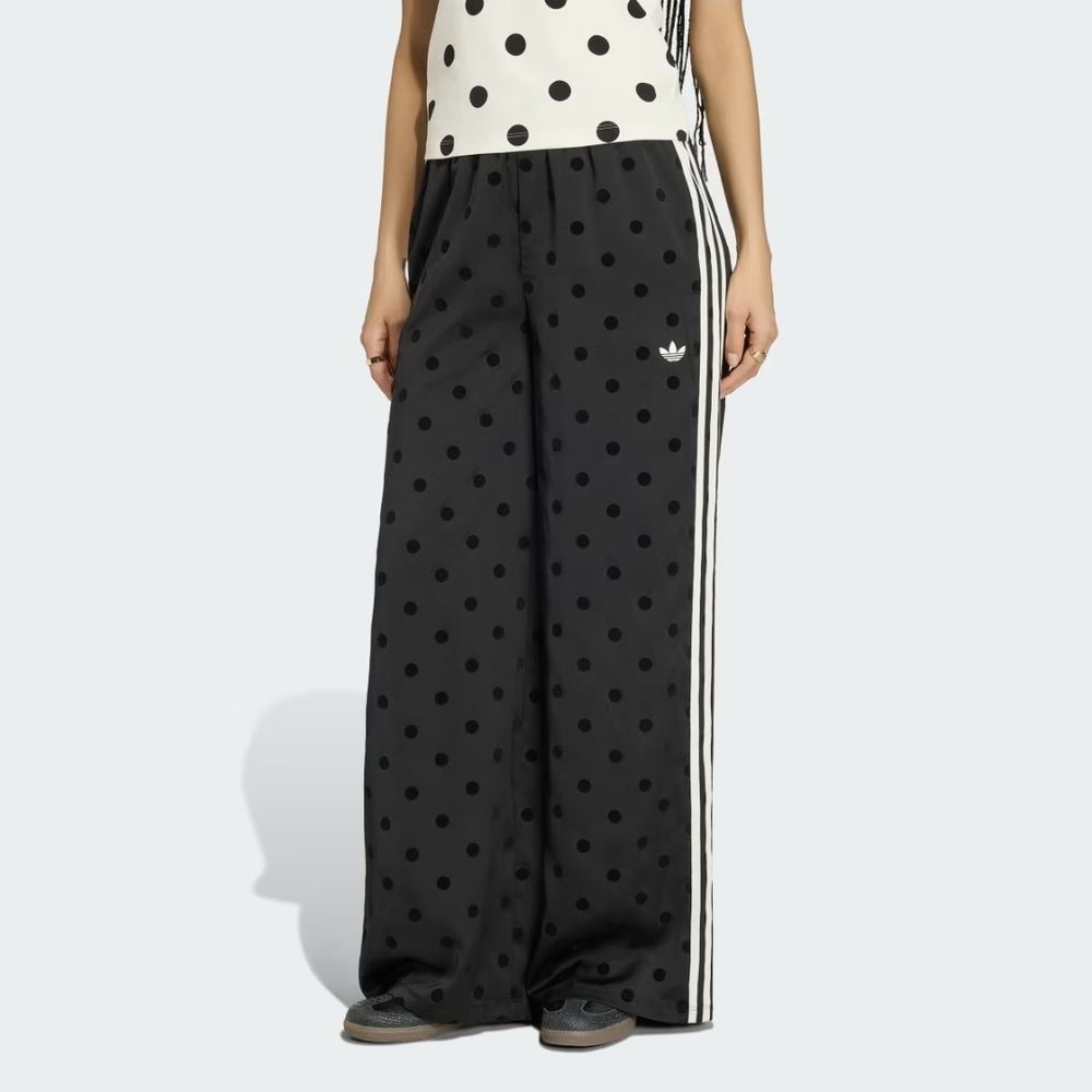 Adidas Women's Black Polka Dot Wide-Leg Pants